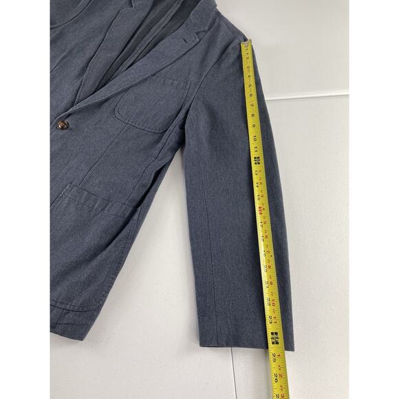 J Crew Knit Blazer Mens Medium Sport Coat Jacket Cotton Gray Blue - Picture 2 of 13
